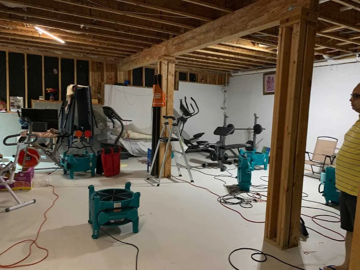 Basement drying equipment setup for Contents Cleaning & Restoration in Rhinelander