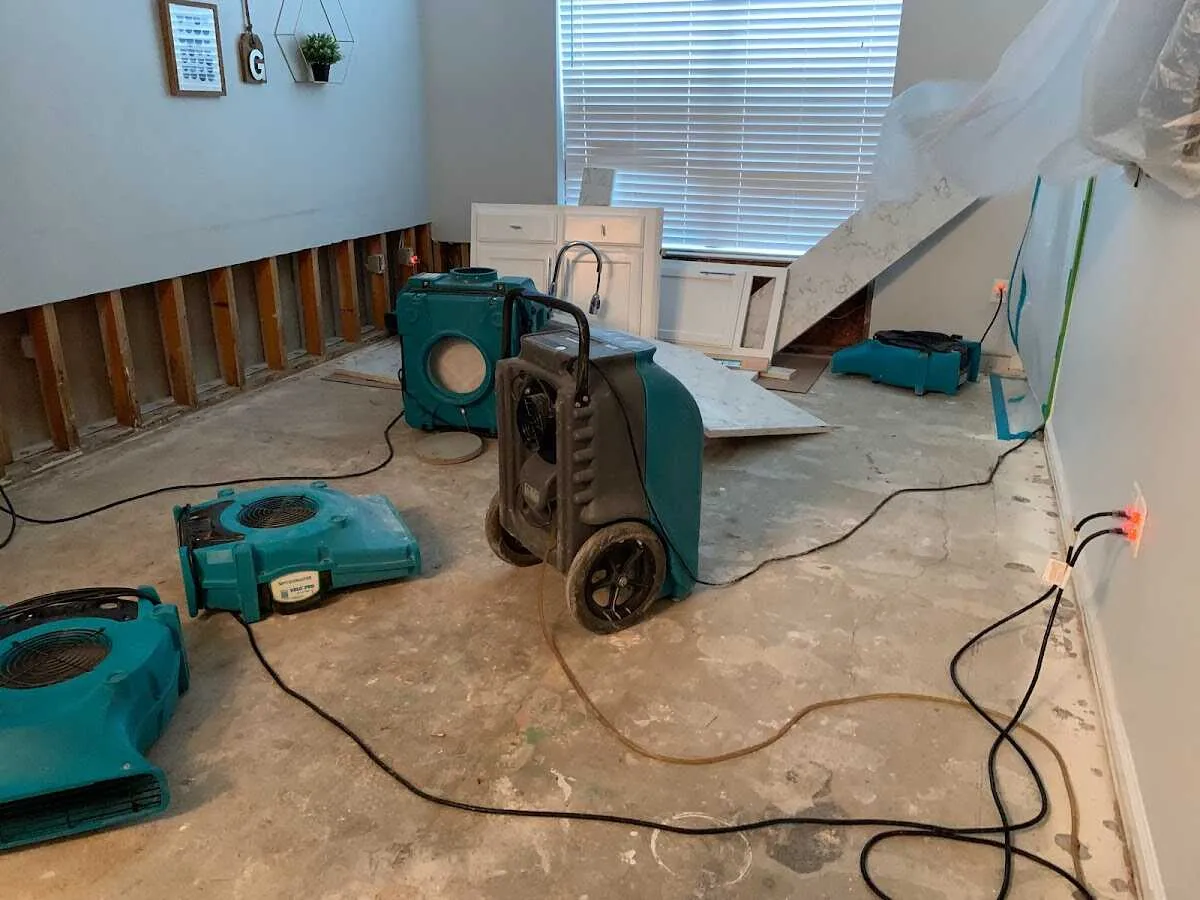 Dehumidifier in flood-cut room for Water Damage Restoration in Rhinelander